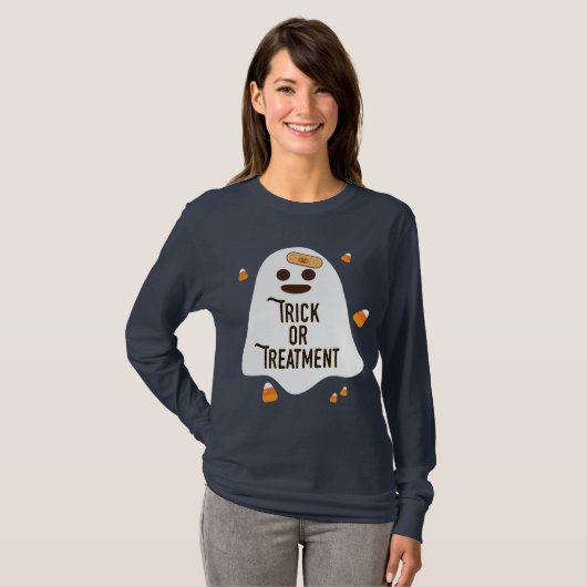 Trick oder Behandlung von Arzt und Krankenschweste T-Shirt (Vorne ganz)