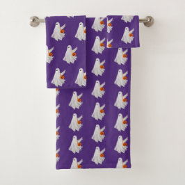 Trick oder Behandlung von Geist mit Kürbiskandy Ei Badhandtuch Set