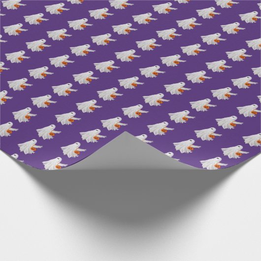 Trick oder Behandlung von Geist mit Kürbiskandy Ei Geschenkpapier (Ecke)