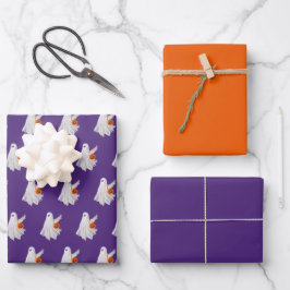 Trick oder Behandlung von Geist mit Kürbiskandy Ei Geschenkpapier Set