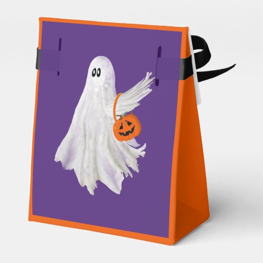 Trick oder Behandlung von Geist mit Kürbiskandy Ei Geschenkschachtel (Rückseite)