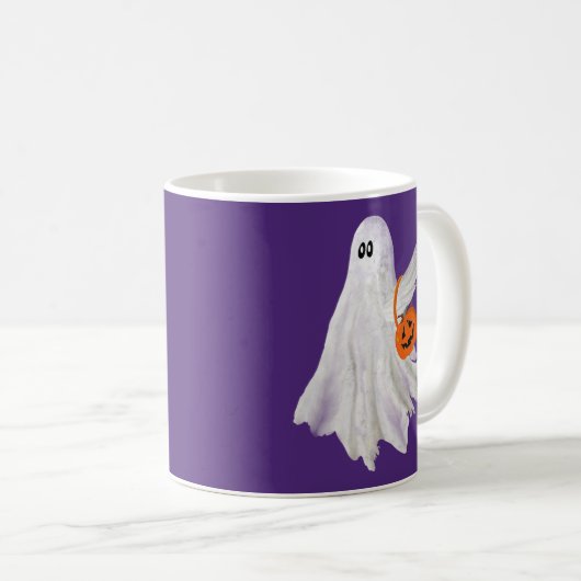 Trick oder Behandlung von Geist mit Kürbiskandy Ei Kaffeetasse (VorderseiteRechts)