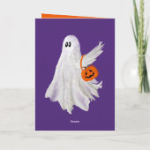 Trick oder Behandlung von Geist mit Kürbiskandy Ei Karte (Rückseite)