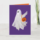 Trick oder Behandlung von Geist mit Kürbiskandy Ei Karte (Vorderseite)