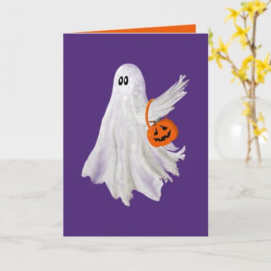 Trick oder Behandlung von Geist mit Kürbiskandy Ei Karte (Gelbe Blume)