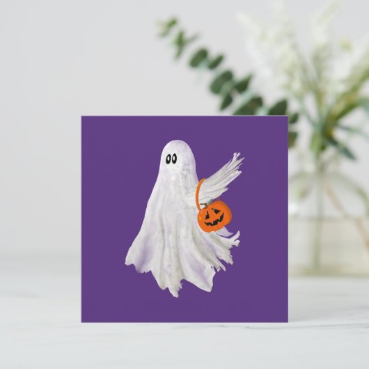 Trick oder Behandlung von Geist mit Kürbiskandy Ei Karte (Stehend Vorderseite)