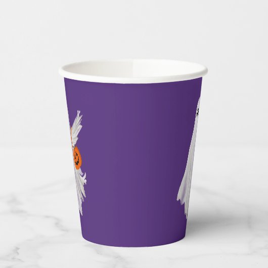 Trick oder Behandlung von Geist mit Kürbiskandy Ei Pappbecher (Links)