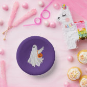 Trick oder Behandlung von Geist mit Kürbiskandy Ei Pappteller (Party)