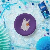 Trick oder Behandlung von Geist mit Kürbiskandy Ei Pappteller (Party)