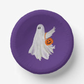 Trick oder Behandlung von Geist mit Kürbiskandy Ei Pappteller (Vorderseite)