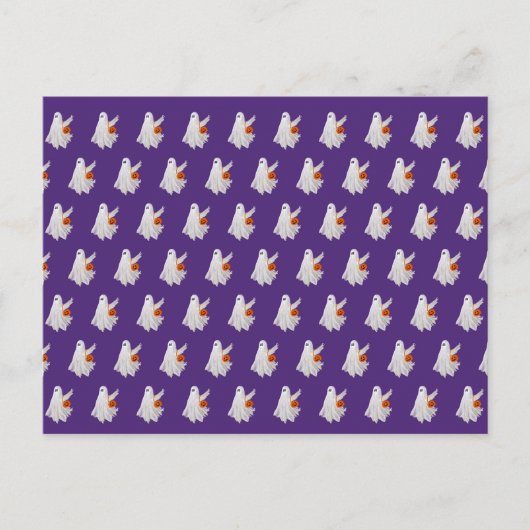 Trick oder Behandlung von Geist mit Kürbiskandy Ei Postkarte (Vorderseite)