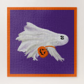 Trick oder Behandlung von Geist mit Kürbiskandy Ei Puzzle (Horizontal)