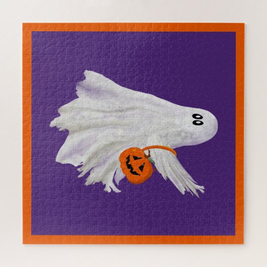 Trick oder Behandlung von Geist mit Kürbiskandy Ei Puzzle (Horizontal)