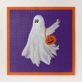 Trick oder Behandlung von Geist mit Kürbiskandy Ei Puzzle (Vertikal)