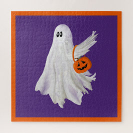 Trick oder Behandlung von Geist mit Kürbiskandy Ei Puzzle