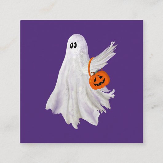 Trick oder Behandlung von Geist mit Kürbiskandy Ei Quadratische Visitenkarte (Vorderseite)