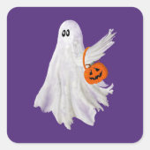Trick oder Behandlung von Geist mit Kürbiskandy Ei Quadratischer Aufkleber (Vorderseite)