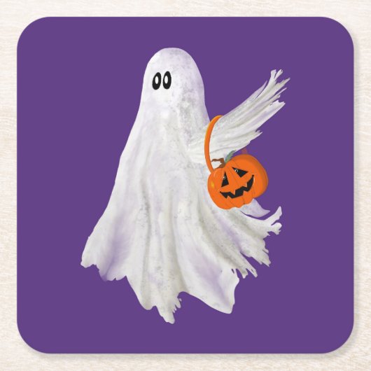 Trick oder Behandlung von Geist mit Kürbiskandy Ei Rechteckiger Pappuntersetzer (Vorderseite)