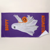 Trick oder Behandlung von Geist mit Kürbiskandy Ei Strandtuch (Vorderseite)