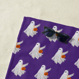 Trick oder Behandlung von Geist mit Kürbiskandy Ei Strandtuch