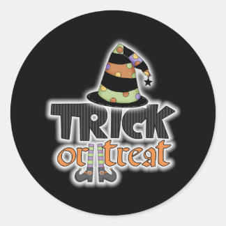 Trick oder Behandlung von Hexenhutenhut Halloween Runder Aufkleber
