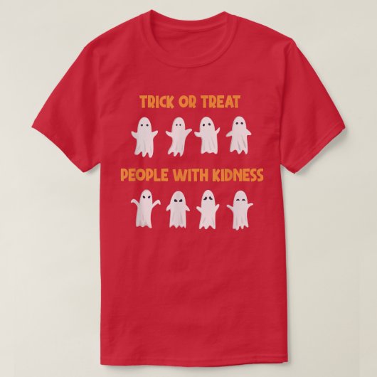 Trick oder Behandlung von Leuten mit freundlichem T-Shirt (Design vorne)