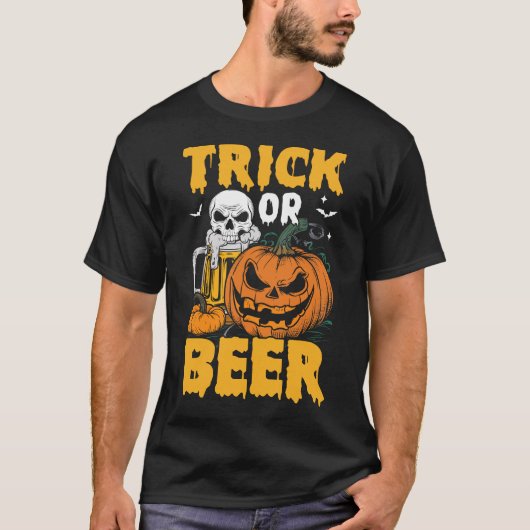 Trick oder BierHalloween T-Shirt (Vorderseite)