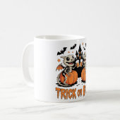 Trick oder Bierskelett Drachen Halloween Kaffeetasse (Vorderseite Links)