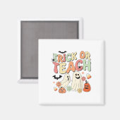 Trick oder binden Halloween Lehrer Groovy Retro Pu Magnet (Vorderseite/Rückseite)