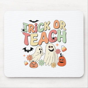 Trick oder binden Halloween Lehrer Groovy Retro Pu Mousepad