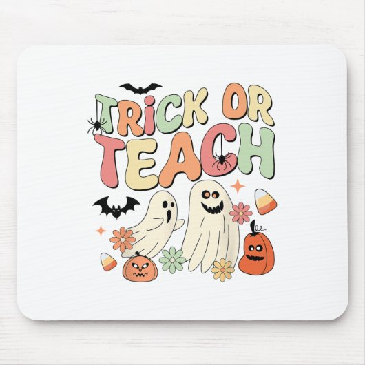Trick oder binden Halloween Lehrer Groovy Retro Pu Mousepad (Vorne)