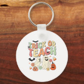 Trick oder binden Halloween Lehrer Groovy Retro Pu Schlüsselanhänger (Vorderseite)