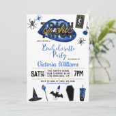Trick oder Chic Halloween Bachelorette Einladung (Stehend Vorderseite)