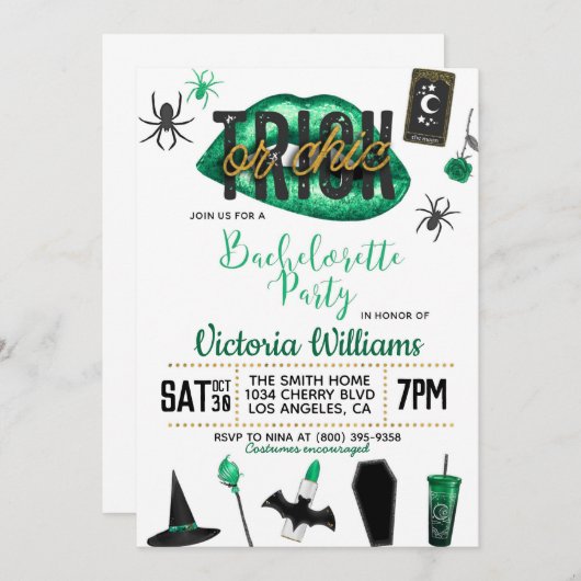 Trick oder Chic Halloween Bachelorette Einladung (Vorne/Hinten)