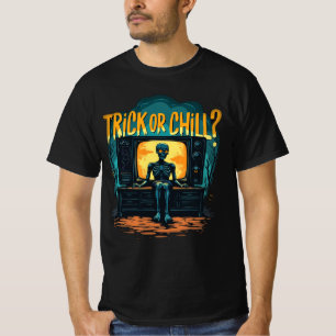 Trick oder Chill Halloween-Tag Horror Vibes Men T-Shirt