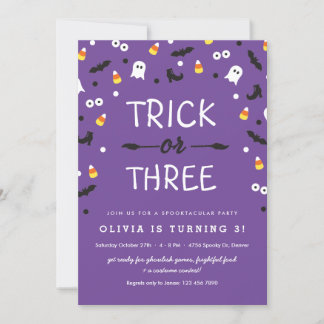Trick oder Drei Halloween 3. Geburtstagseinladung Einladung