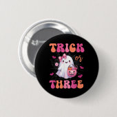 Trick oder drei Halloween 3 Jahre alt Geist Birthd Button (Vorne & Hinten)