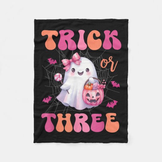 Trick oder drei Halloween 3 Jahre alt Geist Birthd Fleecedecke (Vorderseite)