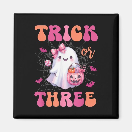 Trick oder drei Halloween 3 Jahre alt Geist Birthd Magnet (Vorne)