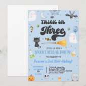 Trick oder Drei Halloween Junge 3. Geburtstag einl Einladung (Vorne/Hinten)