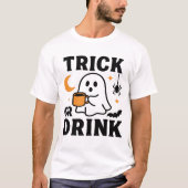 Trick oder Drink Funny Halloween Geist T-Shirt (Vorderseite)