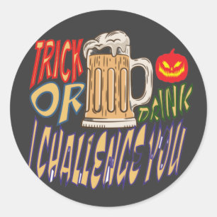 Trick oder Drink, glücklicher Halloween-Spooky Boo Runder Aufkleber