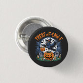Trick oder F-Caw-f Funny Crow Halloween Spooky Button (Vorne & Hinten)