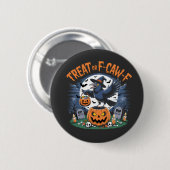 Trick oder F-Caw-f Funny Crow Halloween Spooky Button (Vorne & Hinten)
