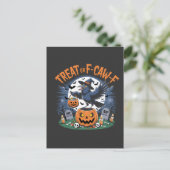 Trick oder F-Caw-f Funny Crow Halloween Spooky Postkarte (Stehend Vorderseite)