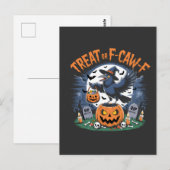 Trick oder F-Caw-f Funny Crow Halloween Spooky Postkarte (Vorne/Hinten)