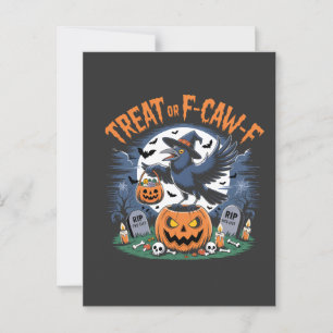 Trick oder F-Caw-f Funny Crow Halloween Spooky Postkarte