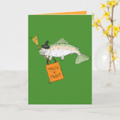 Trick oder Forelle - Halloween-Fisch-Gruß-Karte Karte (Gelbe Blume)