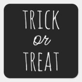 Trick oder geil. Niedliches Schwarz-Weiß-Halloween Quadratischer Aufkleber (Vorderseite)