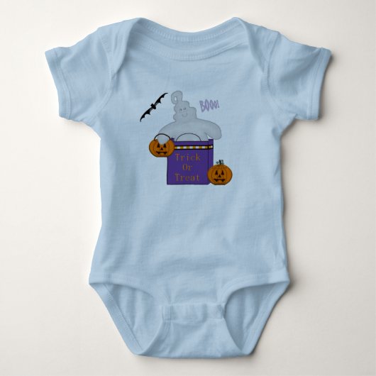 Trick oder Ghost in Bag Baby Bodysuit Strampler (Vorderseite)